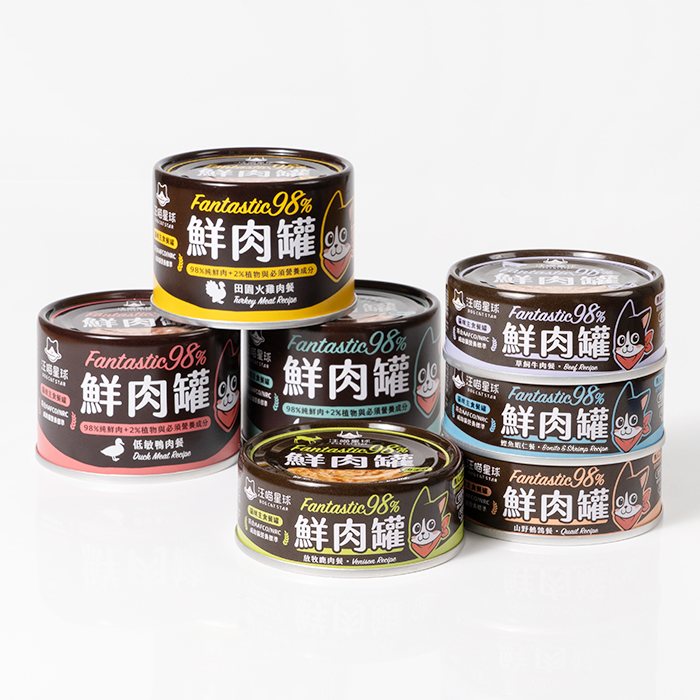 貓罐頭推薦_【汪喵星球】貓咪 98% 無膠鮮肉主食罐